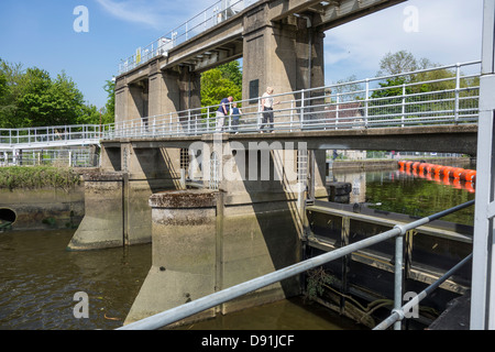 Allington Sluice Lock River Medway Maidstone Kent Stock Photo