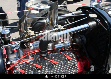 Engine of a hotrod the Motorcycle event held in June 2013 at The Riverside, Cheddar, Somerset, England, UK Stock Photo