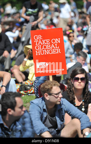 Hyde Park, London, UK. 8th June 2013. People  with banners at the Big IF rally in Hyde Park. IF in London, a rally in Hyde Park to encourage the G8 leaders to take action to tackle global hunger, with speakers Danny Boyle and Bill Gates and hosts Myleen Klass and Gethin Jones. Credit:  Matthew Chattle/Alamy Live News Stock Photo