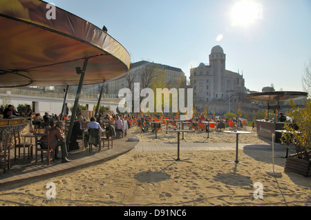 Herrmann beach bar at the Danube Canal Stock Photo