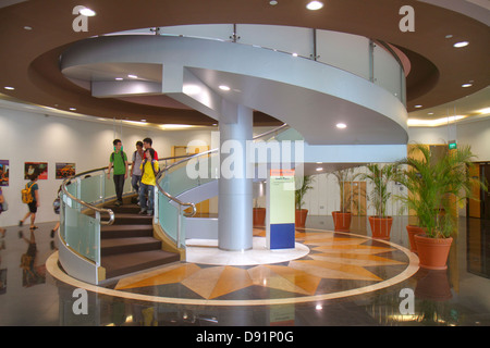 Singapore,National University of Singapore,NUS,University Town,school,student students,campus,Town Plaza,Asian man men male,winding staircase,interior Stock Photo
