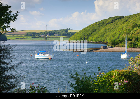 River Daugleddau Boats at Lawrenny Quay Pembrokeshire Wales Stock Photo