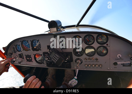 Instrument panel of light aircraft, Rhodes (Rodos), The Dodecanese, South Aegean Region, Greece Stock Photo