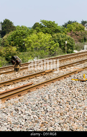 Close Up of Railway tracks At Dawlish warren Devon England Stock Photo