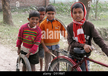 A group of Bangladeshi boys from the countryside, Bangladesh Stock Photo