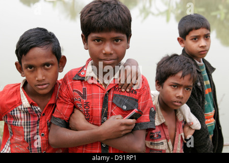 A group of Bangladeshi boys from the countryside, Bangladesh Stock Photo