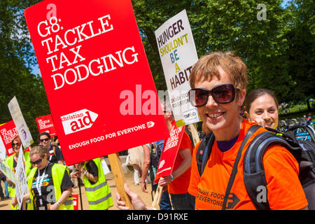 London, UK. 8th June, 2013. Thousands of people arrive at the Big IF event in London to demand the forthcoming G8 discusses food security for the world's poor people. Credit:  Paul Davey/Alamy Live News Stock Photo