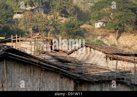 Bamboo houses in the market village of Ruma Bazaar, Chittagong Hill ...