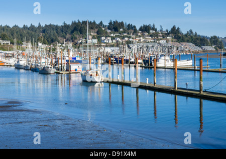 Newport Oregon United States. Newport harbor is home to a commercial fishing fleet as well as many private ships Stock Photo