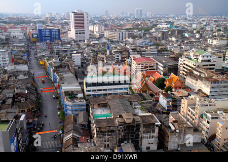 Bangkok Thailand,Thai,Samphanthawong,Chinatown,aerial overhead view from above,view,buildings,urban,city skyline,temple,Thai130209112 Stock Photo