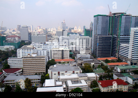 Bangkok Thailand,Thai,Silom,Rama IV Road,aerial overhead view from above,view,city skyline,buildings,urban,Chulalongkorn University Hospital,healthcar Stock Photo