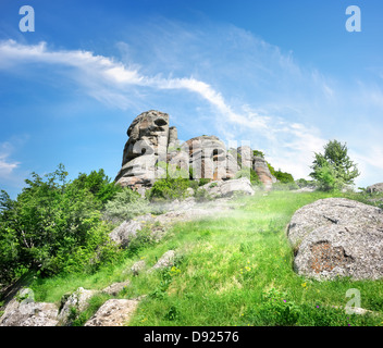 Mountains in the valley of ghosts. Crimea, Ukraine Stock Photo