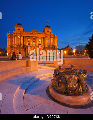Zagreb town - Theater HNK, Sculpture, Ivan Mestrovic's Sculpture Fountain of Life Stock Photo