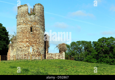 Appleton, Norfolk, ruined Round Norman Church tower, English medieval churches Stock Photo
