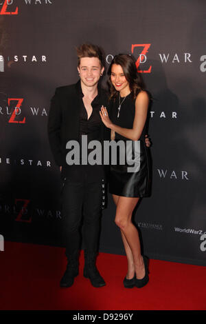 The Star Event Centre, Pirrama Road, Pyrmont, Sydney, NSW, Australia. 9 June 2013. Stars walked the red carpet at Star Casino in Sydney for the Australian Premiere of World War Z. Pictured is Singer Reece Mastin and Actress Rhiannon Fish. Credit: Credit:  Richard Milnes / Alamy Live News. Stock Photo