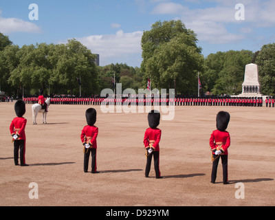 1st Battalion Welsh Guards on parade at Horse Guards Parade during the Colonel’s Review of Trooping the Colour in London, UK Stock Photo