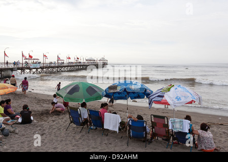 Pier, Beach of Huanchaco, near Trujillo, Peru Stock Photo