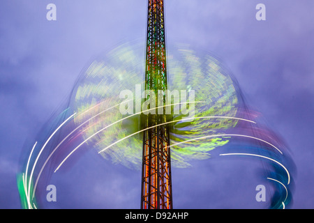Ferris Wheel Fun. Slow shutter image of a moving ferris wheel in Prague in Czech Republic Stock Photo