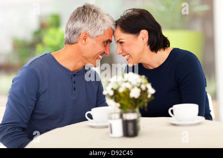 loving mature couple spend time together at home Stock Photo