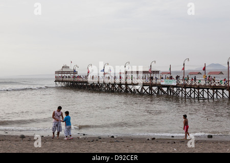 Pier, Beach of Huanchaco, near Trujillo, Peru Stock Photo