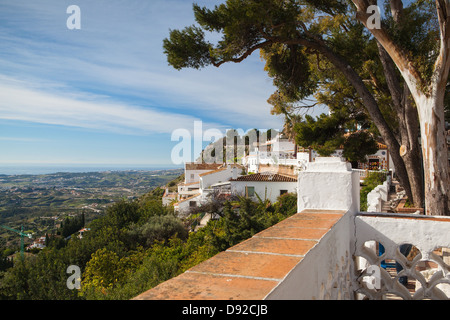 Mijas Pueblo architecture full of white houses built on the mountainside, province Andalusia in Spain Stock Photo