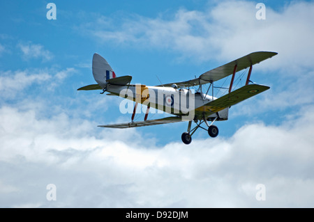 De Havilland DH-82A Tiger Moth Aircraft blue sky and clouds Stock Photo