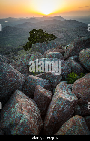 View from Mount Scott in Wichita Mountains Wildlife Refuge, Oklahoma Stock Photo