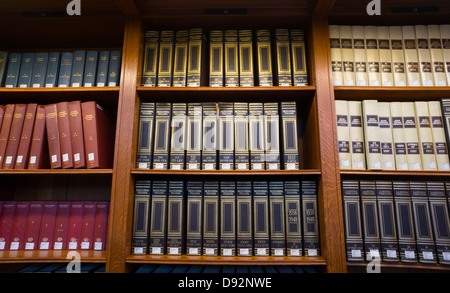 Research books in the Rose Main Reading Room in The New York Public Library Stock Photo