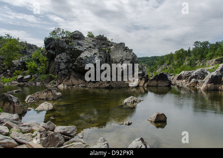 Rocks around Great Falls National Park in Virginia Stock Photo