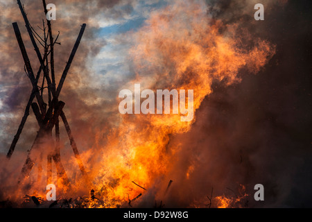 Blazing fire in Schleswig-Holstein, Germany Stock Photo