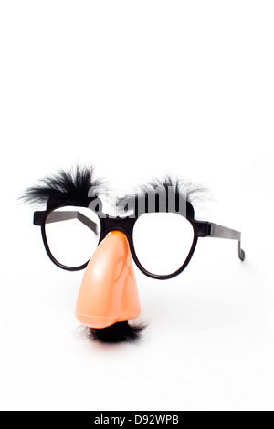 Groucho Marx novelty glasses on a white background Stock Photo