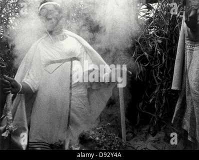 sacred ritual being performed around fire in order initiates to become sangoma ceromony was held in Khayelitsha Cape Town Stock Photo