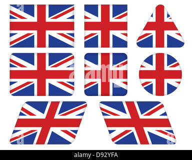 set of buttons with Union Jack flag Stock Photo