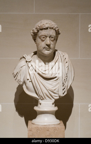 Emperor Léon, bust in marble 470 after JC; Paris Louvre Museum Stock Photo