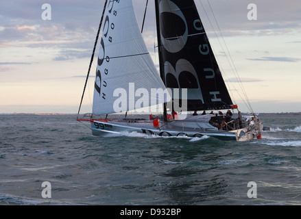 Alex Thomson Racing an Open 60 monohull in a Farr-designed race boat Stock Photo