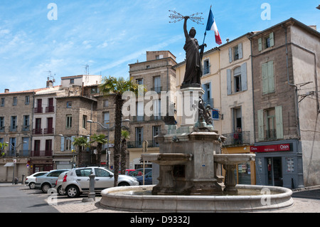 The Place de la Republique in the small town of Pézenas in Languedoc, south of France. Stock Photo