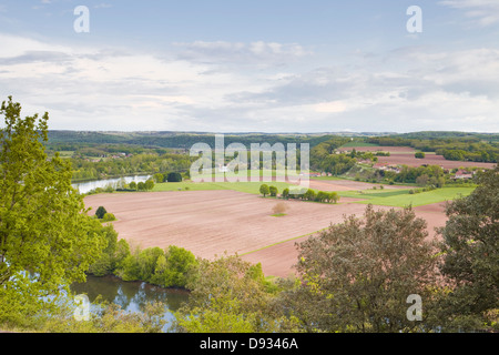 The Valley of the Dordogne and Cingle de Tremolat. Stock Photo