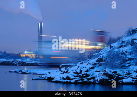 A ferry boat passing in the harbour in Gothenburg, Sweden. Stock Photo
