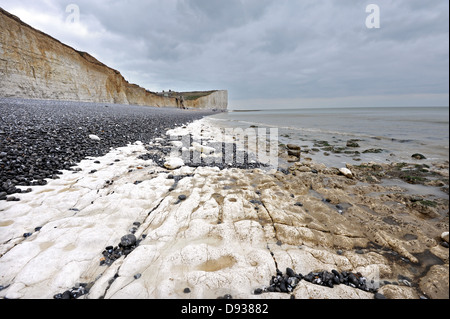 The chalky cliffs and coastline at Birling Gap East Sussex Stock Photo