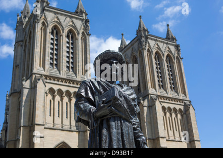 Bristol Cathedral  Indian reformer Raja Rammohun Roy statue outside Stock Photo