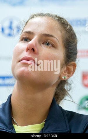 German tennis player Julia Goerges attends at a press conference as part of the WTA tournament in Nuremberg, Germany, 10 June 2013. Photo: DANIEL KARMANN Stock Photo