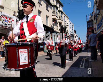 Barnstaple Town Youth Marching Band, Ilfracombe Victorian Celebration Parade, Devon, UK 2013 Stock Photo