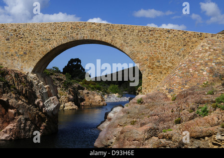 Bridge over Fango river, Vallee du Fango, Filosorma Region, Haute-Corse, Corsica, France Stock Photo