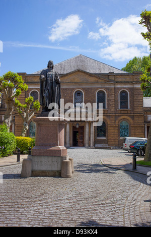 Wesley's Chapel with a statue of John Wesley in the foreground, London England. Stock Photo