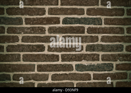 Dark Old Brick Wall Texture Close Up Stock Photo