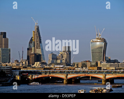 City of London's skyline showing the Leadenhall Building(Cheesegrater) and 20 Fenchurch Street(Walkie Talkie) under construction Stock Photo