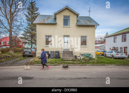 Neighborhoods in Akureyri, Northern Iceland. Stock Photo