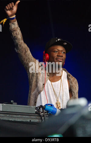 LOCH NESS, SCOTLAND: Dubstep duo Skream and Benga perform at the RockNess music festival near Inverness - Saturday 8th June 2013 Stock Photo