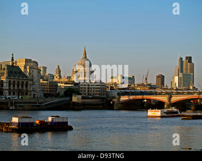 City of London's skyline showing St Paul's Cathedral, River Thames and Blackfriar's Bridge Stock Photo