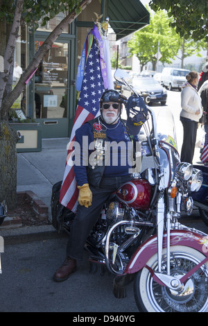 Viet Nam veteran and member of the 'Patriot Guard Riders' at the Memorial Day Parade in Bay Ridge; Brooklyn; NY. Stock Photo